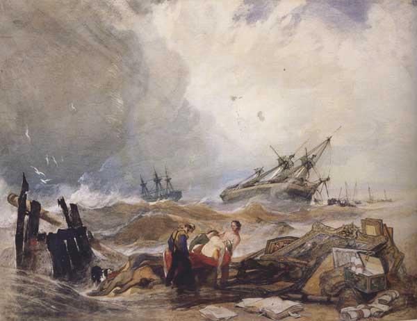 John sell cotman Lee Shore,with the Wreck of the Houghton Pictures (mk47) oil painting image